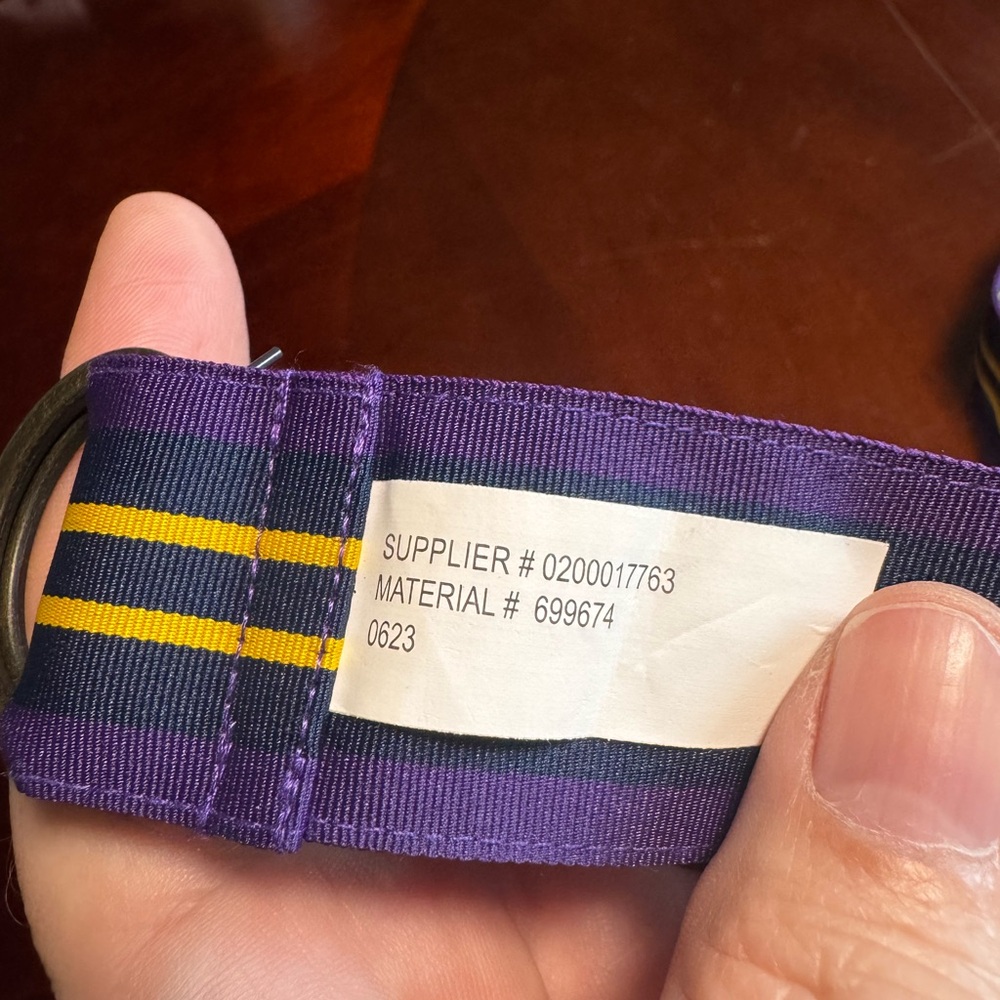 Polo Ralph Lauren Purple Navy and Yellow Striped Belt - Picture 8 of 8